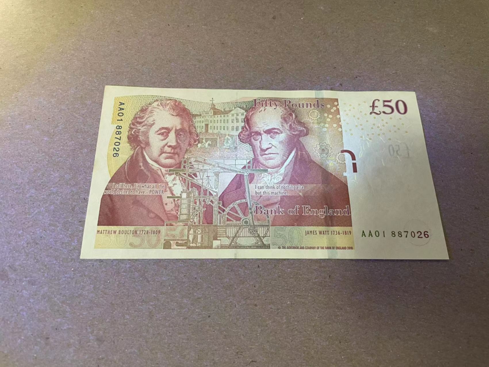 【Blue Auction】✨世界纸币精拍第252期——补号伦勃朗 【AA01】英国 50镑 瓦特 UNC（有个角不太好）