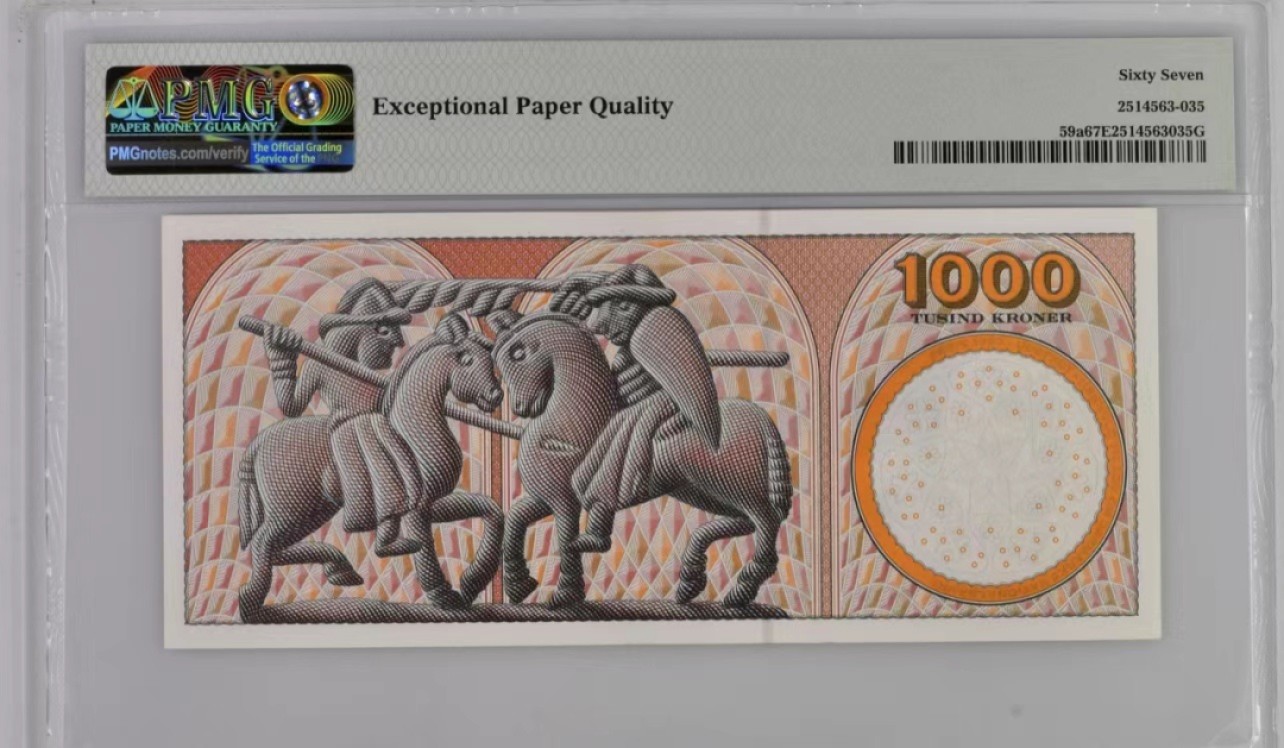 【Blue Auction】✨世界纸币精拍第252期——补号伦勃朗 R.【初版A0】丹麦 1998年1000克朗 PMG67EPQ 高分