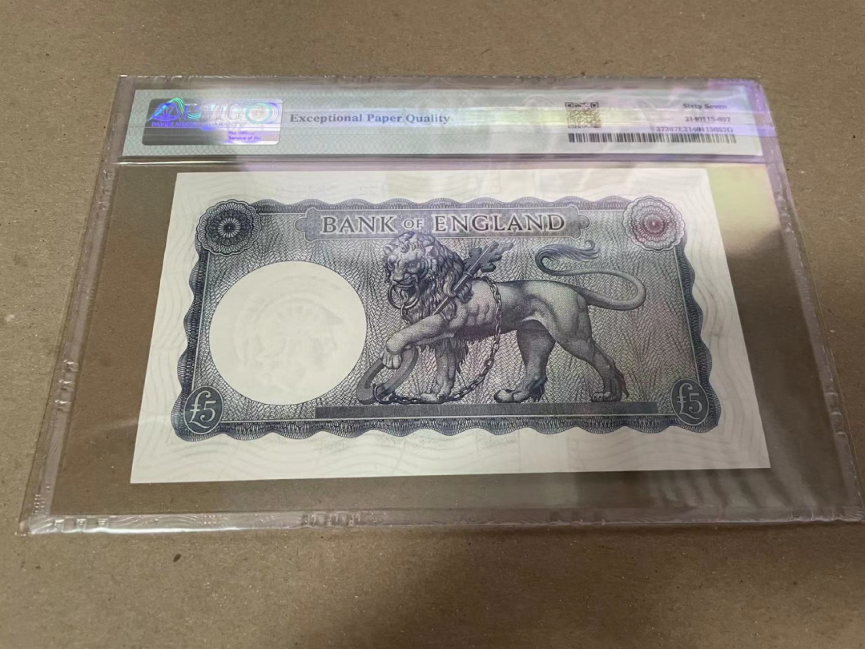 【Blue Auction】✨世界纸币精拍第252期——补号伦勃朗 英国 B序列 1961-63年5镑 PMG67EPQ 高分