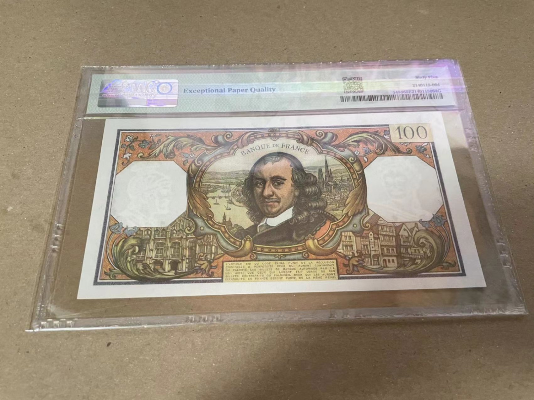 【Blue Auction】✨世界纸币精拍第252期——补号伦勃朗 法国 1971-74年100法郎 PMG65EPQ 