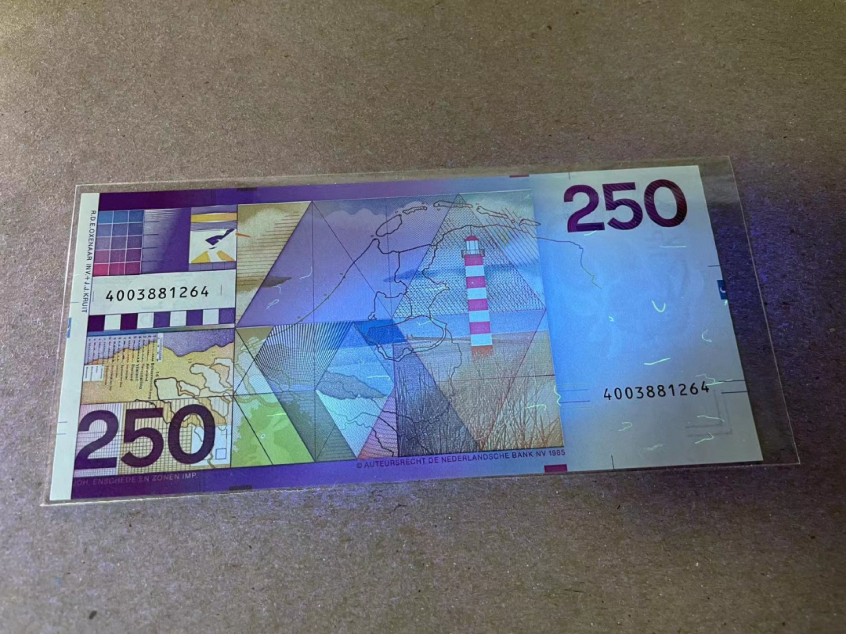 【Blue Auction】✨世界纸币精拍第252期——补号伦勃朗 荷兰 1985年250盾 灯塔 全新UNC