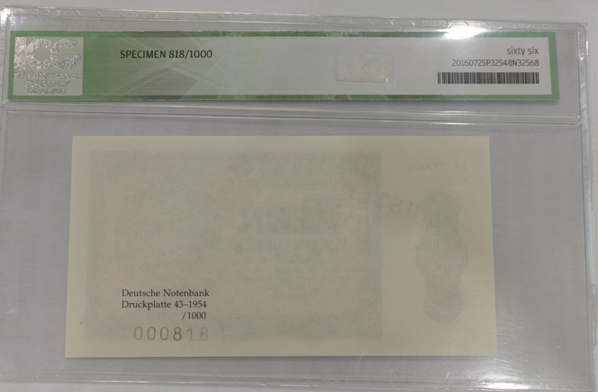 【Blue Auction】✨世界纸币精拍第252期——补号伦勃朗 德国 1954年10马克 ICG66EPQ 样钞