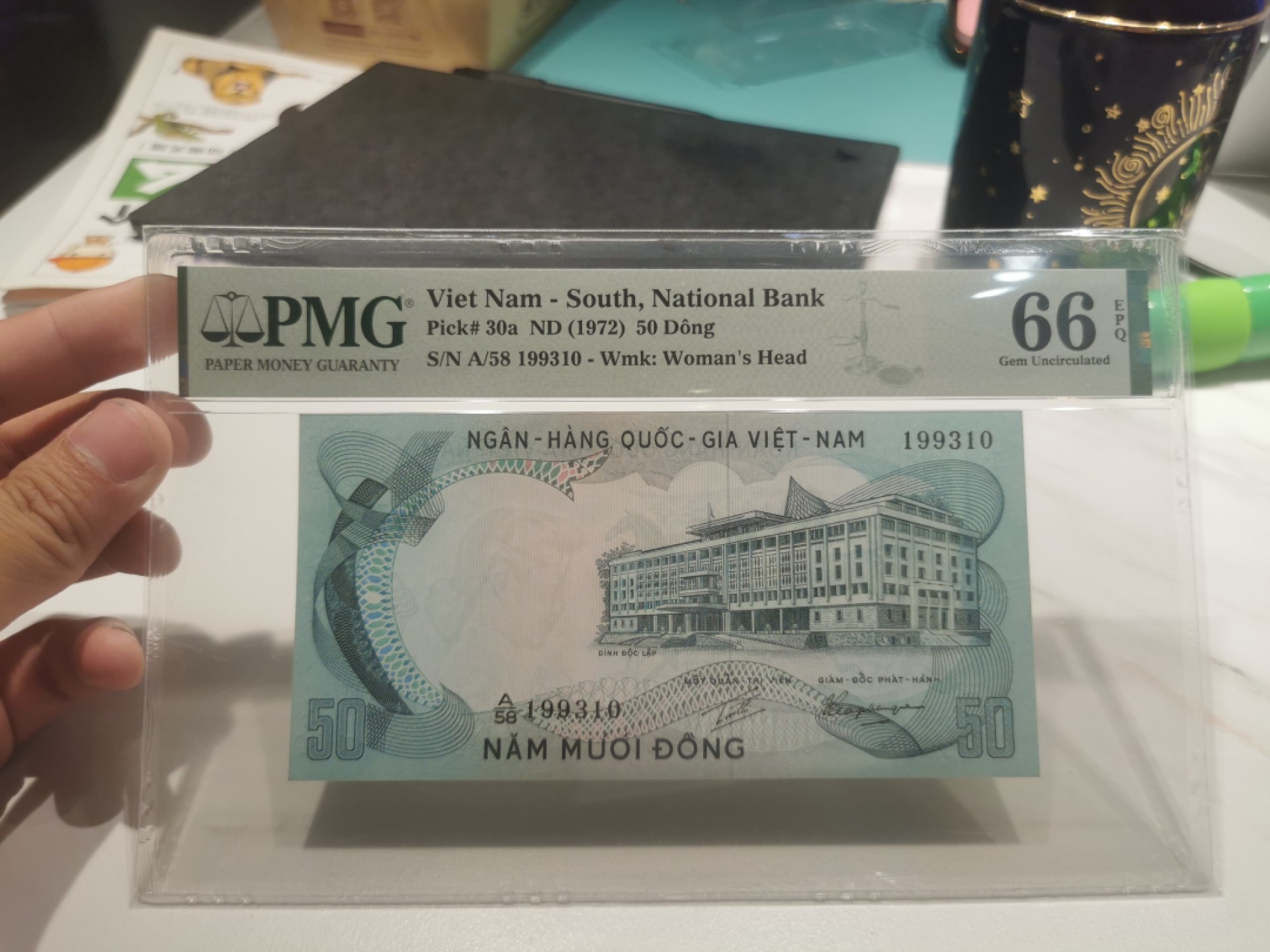 【TQG评级藏品专场拍卖】第一期★鲸贝乐淘评级代理★两拍包邮 【越南🇻🇳】1972年50盾，南越马群，PMG66E