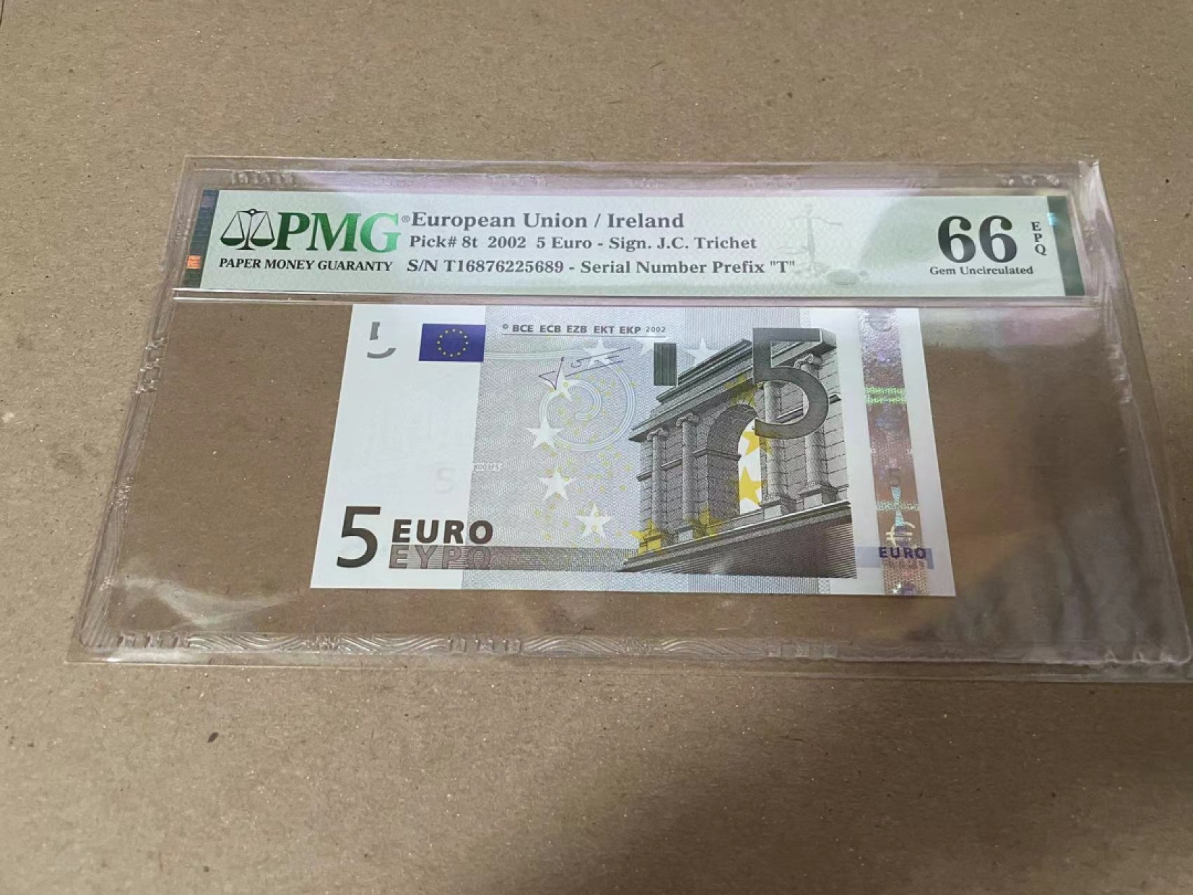 【Blue Auction】✨世界纸币精拍第252期——补号伦勃朗 欧盟 2002年5欧元 PMG66EPQ 爱尔兰版 二签