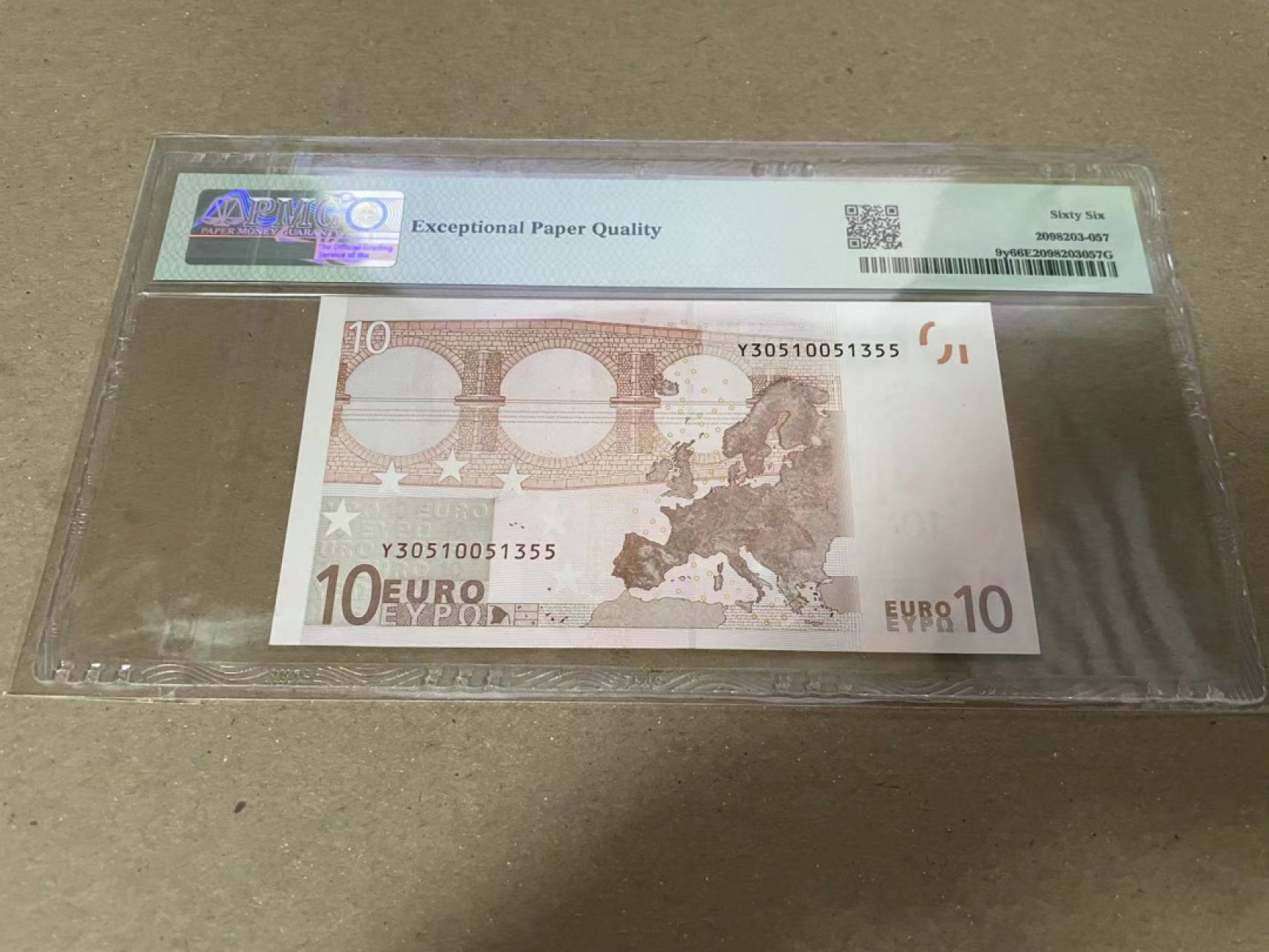 【Blue Auction】✨世界纸币精拍第252期——补号伦勃朗 【无47】欧盟 2002年10欧元 PMG66EPQ 希腊版 二签