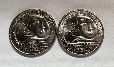 S&S Numismatic世界钱币-拍卖第45期 - 美国2022年杰出女性系列5-黄柳霜 25美分纪念币 D+P版 2枚