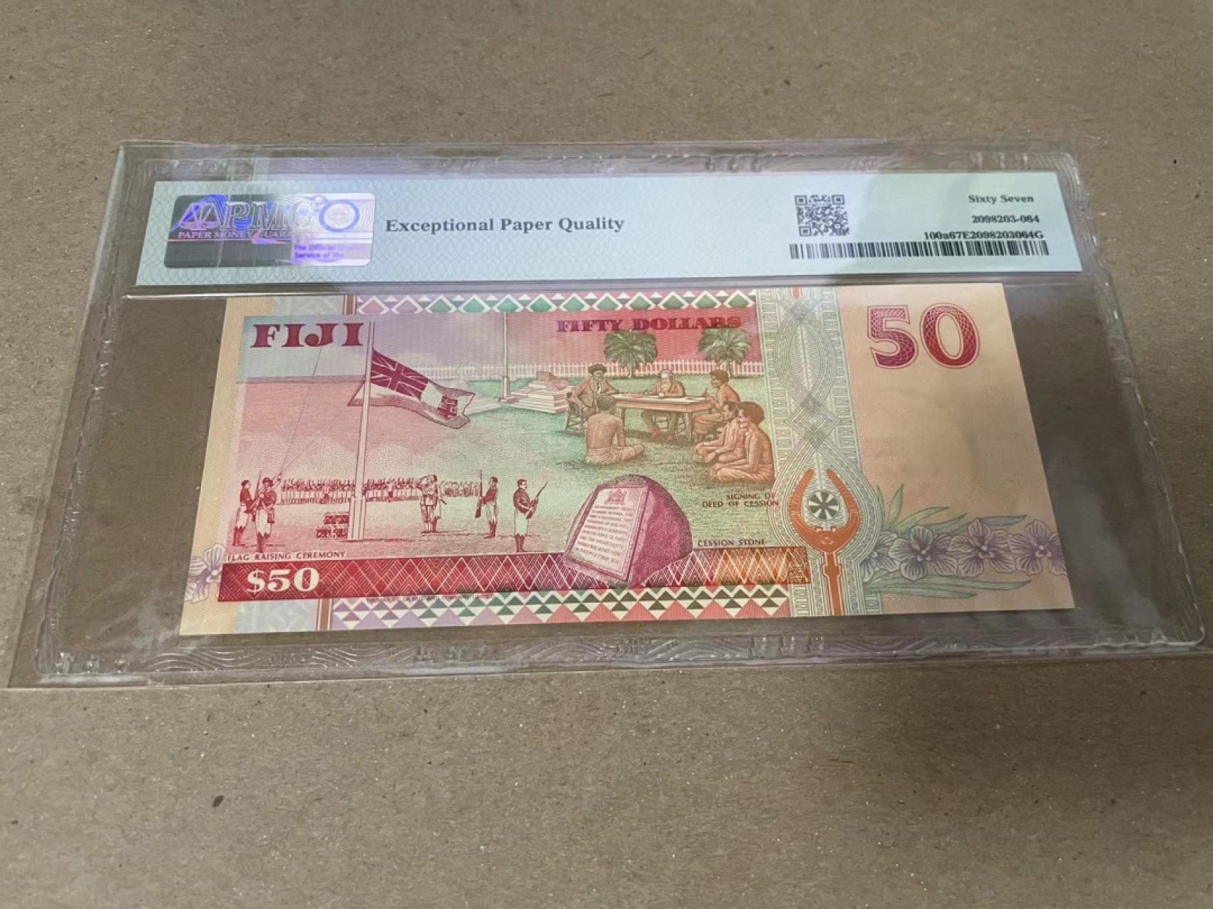 【Blue Auction】✨世界纸币精拍第252期——补号伦勃朗 【A冠115小号】斐济 1996年50元 PMG67EPQ 女王