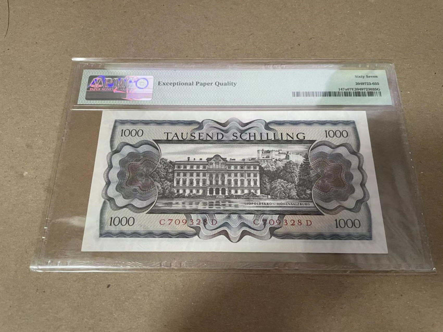 【Blue Auction】✨世界纸币精拍第252期——补号伦勃朗 奥地利 1966年1000先令 苏特纳 PMG67EPQ