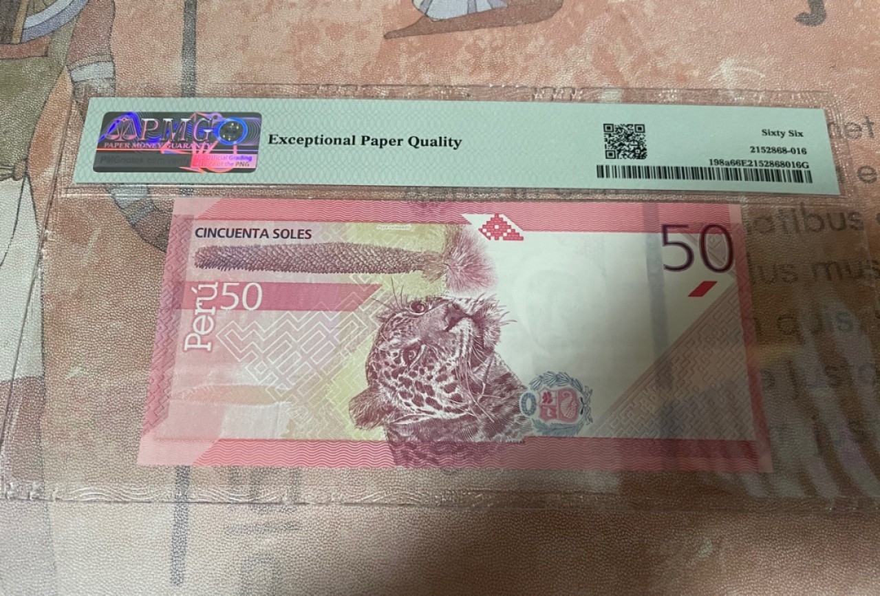 【Blue Auction】✨世界纸币精拍第252期——补号伦勃朗 【AA】秘鲁 2019年50索尔 PMG66EPQ  