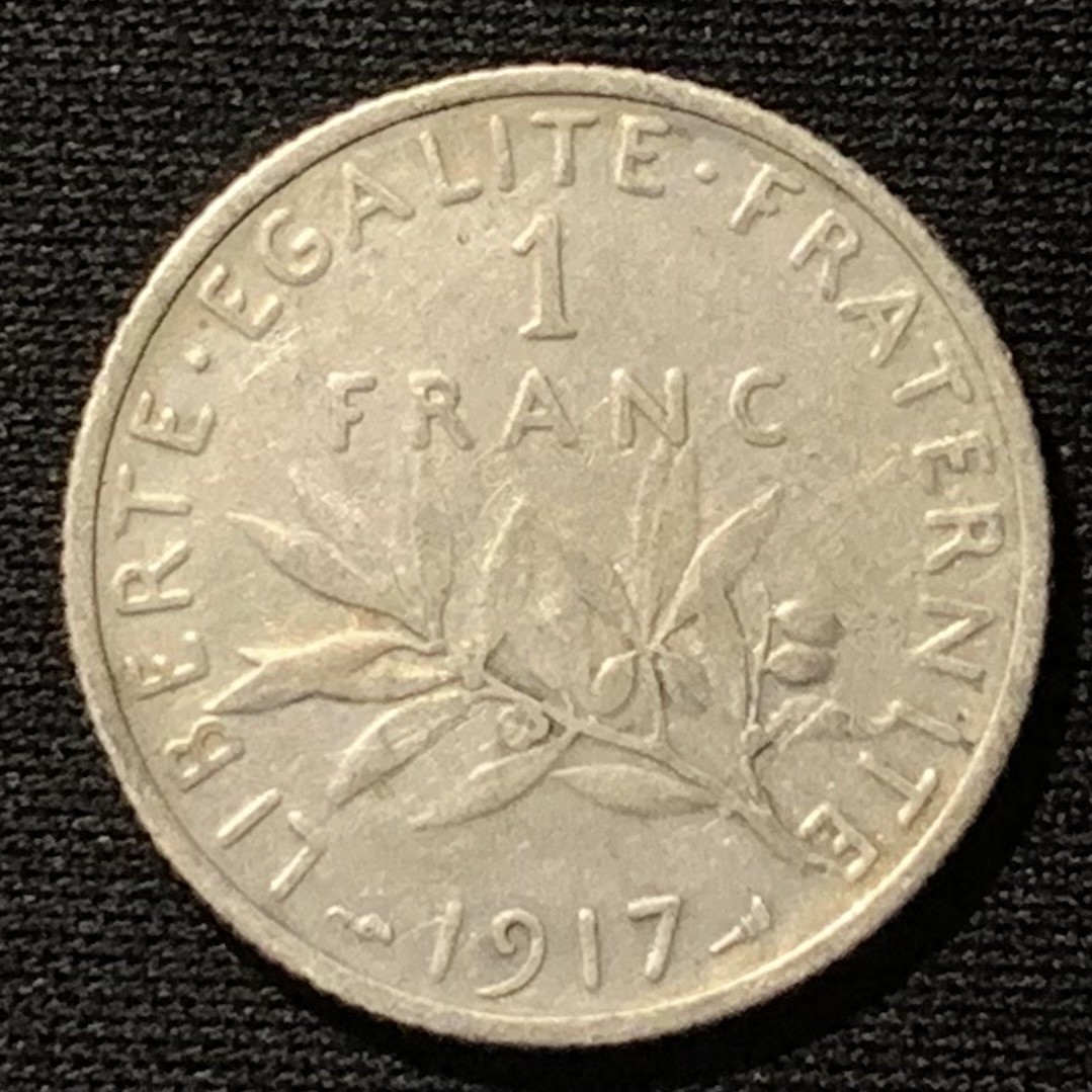 紫瑗钱币——第244期拍卖 法国 1917年 播种女神 1法郎 5克 0.835银