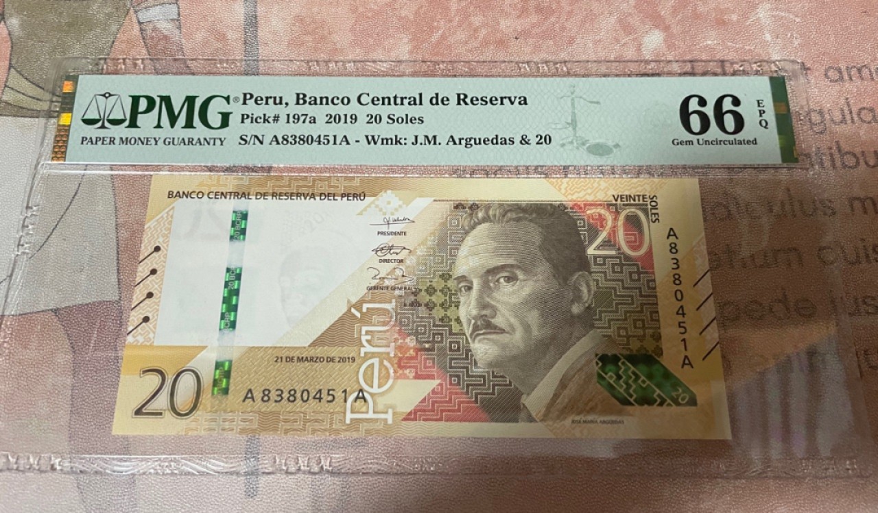 【Blue Auction】✨世界纸币精拍第252期——补号伦勃朗 【AA】秘鲁 2019年20索尔 PMG66EPQ  