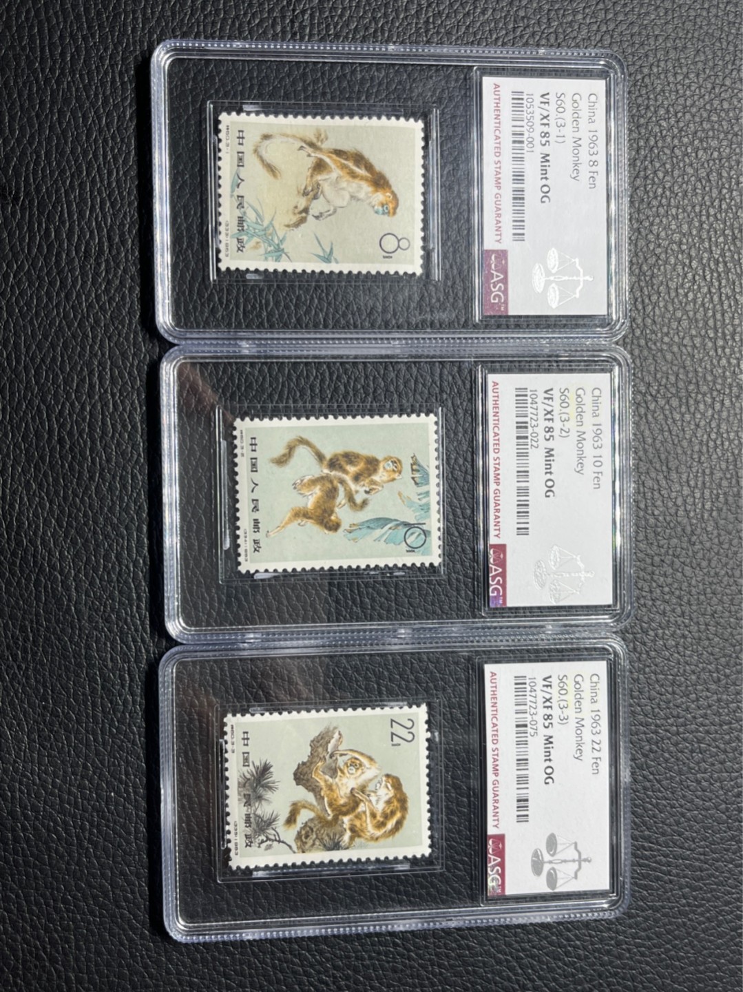 洪涛臻品批发群  精选邮票限时拍卖第八十九期 特60金丝猴新全 ASG85同分一套OG，人气套票，白胶润泽，爱不释手，最严格时期出分，喜欢不要错过。ASG评级处于初级阶段，未来市场潜力巨大，注意提前囤精品货