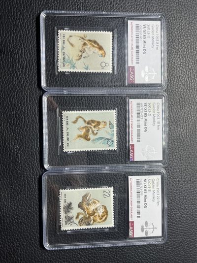 洪涛臻品批发群  精选邮票限时拍卖第八十九期 - 特60金丝猴新全 ASG85同分一套OG，人气套票，白胶润泽，爱不释手，最严格时期出分，喜欢不要错过。ASG评级处于初级阶段，未来市场潜力巨大，注意提前囤精品货