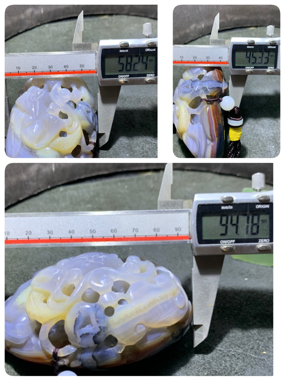 精美原皮晶洞高玉化巴西玛瑙镂空雕刻貔貅把件一个！