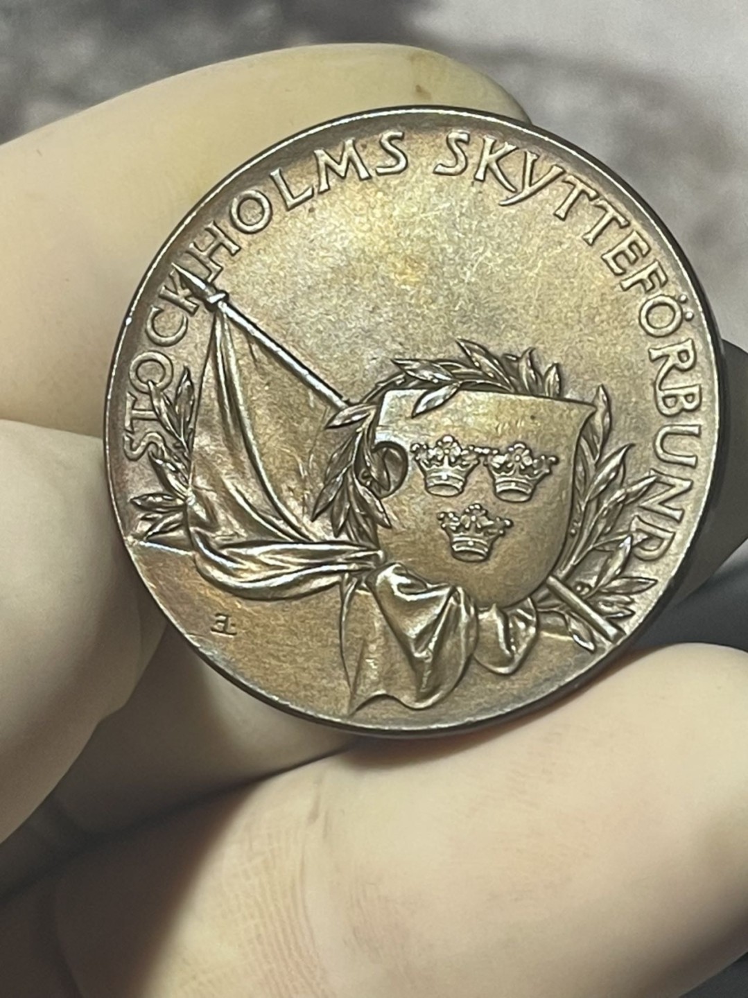 第六场，欧洲艺术章牌代币拍卖（实时专场） 1910年瑞典斯德哥尔摩军事训练艺术铜章