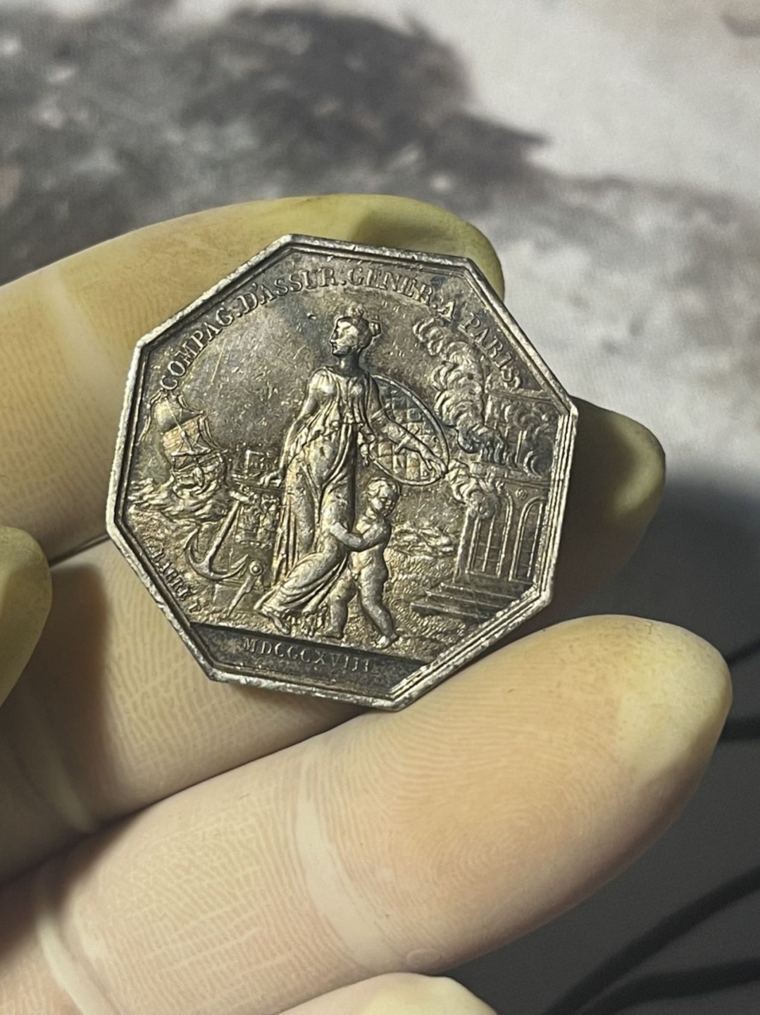 第六场，欧洲艺术章牌代币拍卖（实时专场） 法国火灾保险八角银章