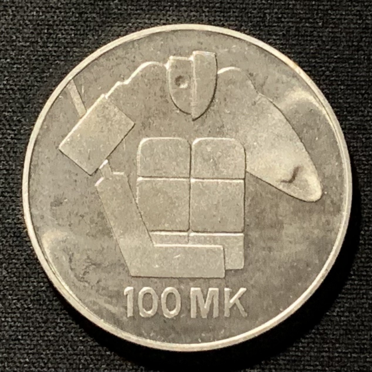 紫瑗钱币——第264期拍卖 芬兰 1991年 赫尔辛基世界冰球锦标赛 100马克 24克 0.83银 UNC