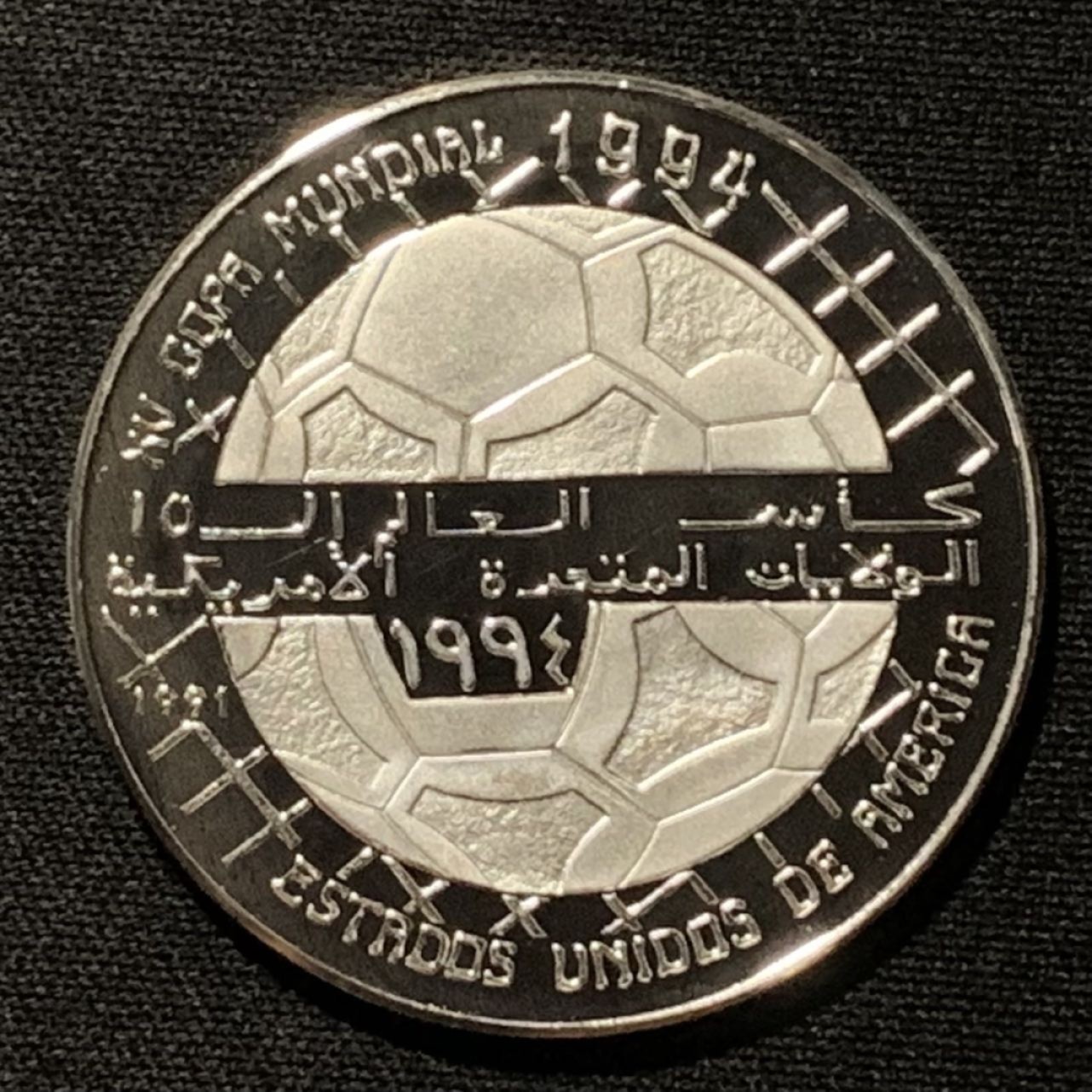 紫瑗钱币——第251期拍卖 西撒哈拉 1994年 美国世界杯 500比塞塔 15.84克 0.999银 精制