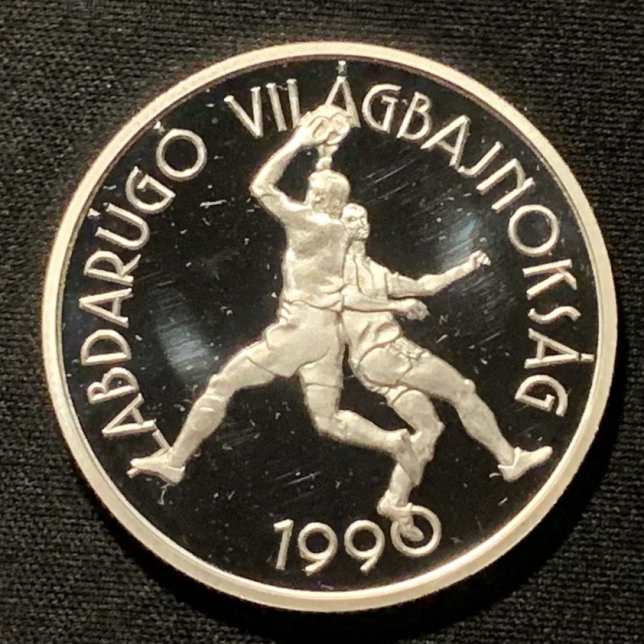 紫瑗钱币——第264期拍卖 匈牙利 1989年 意大利世界杯 守门 500福林 28克 0.925银 精制