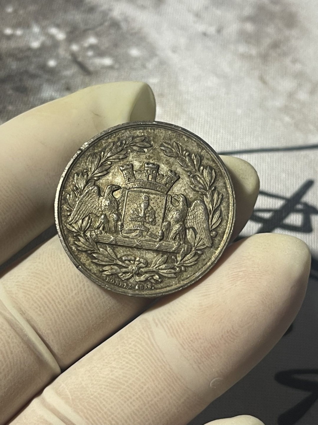 第六场，欧洲艺术章牌代币拍卖（实时专场） 法国维也纳区农业公司（伊泽尔）1856年银章