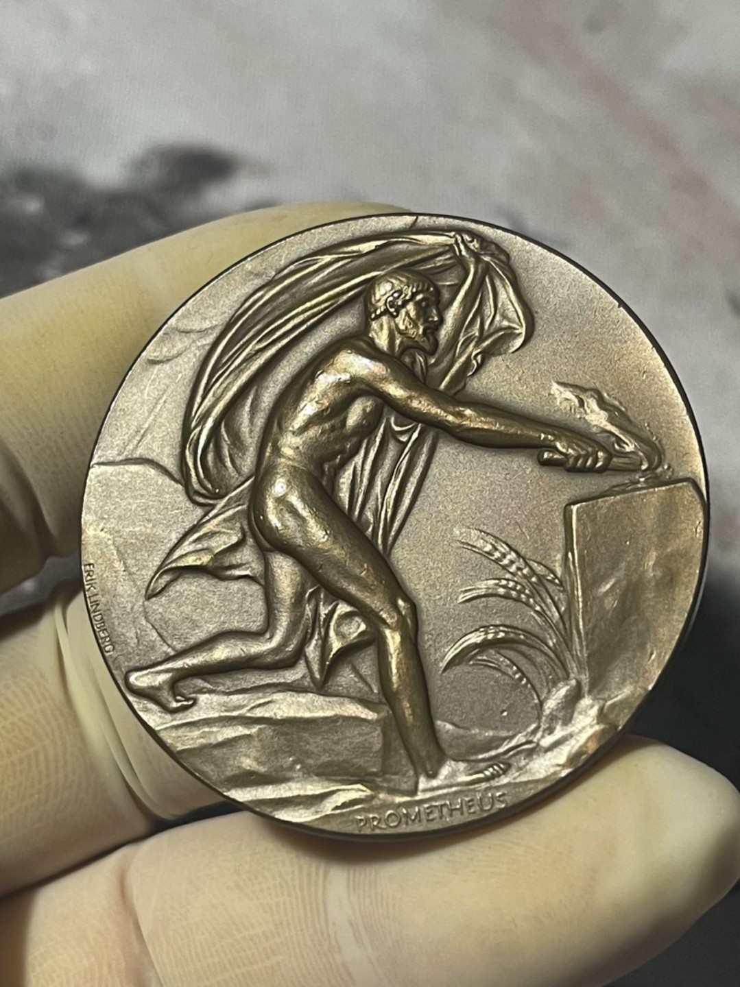 第六场，欧洲艺术章牌代币拍卖（实时专场） 瑞典机械工程师 Nils Ericson普罗米修斯艺术铜章