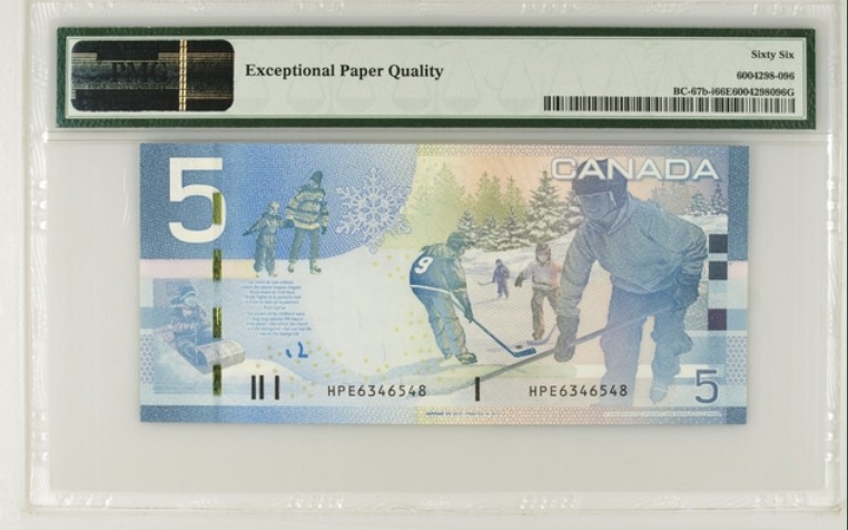 收藏联盟Quantum Auction 第211期拍卖  加拿大2010年5元 PMG66