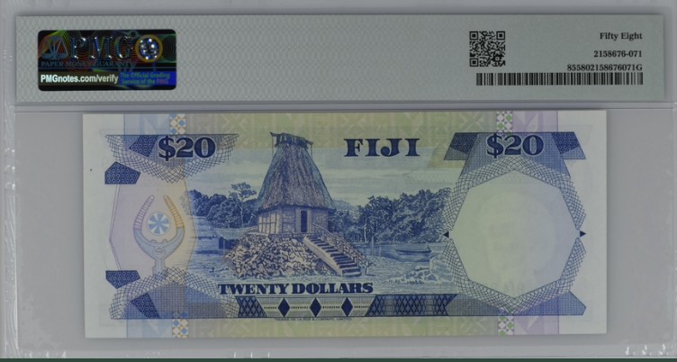 收藏联盟Quantum Auction 第211期拍卖  斐济1986年20元 PMG58 稀少高面值