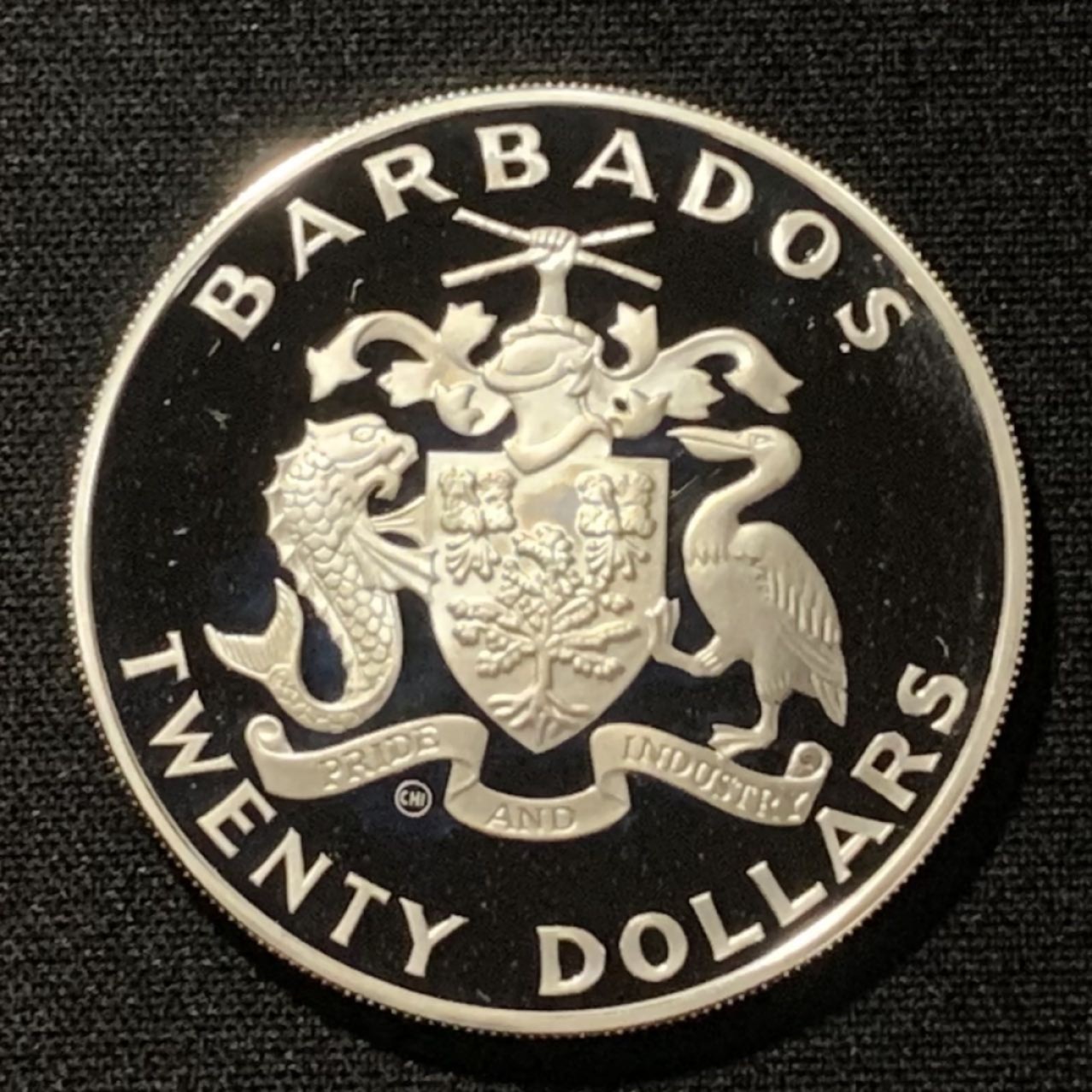 紫瑗钱币——第264期拍卖 巴巴多斯 1988年 汉城奥运会 跨栏 20元 23.33克 0.925银 精制