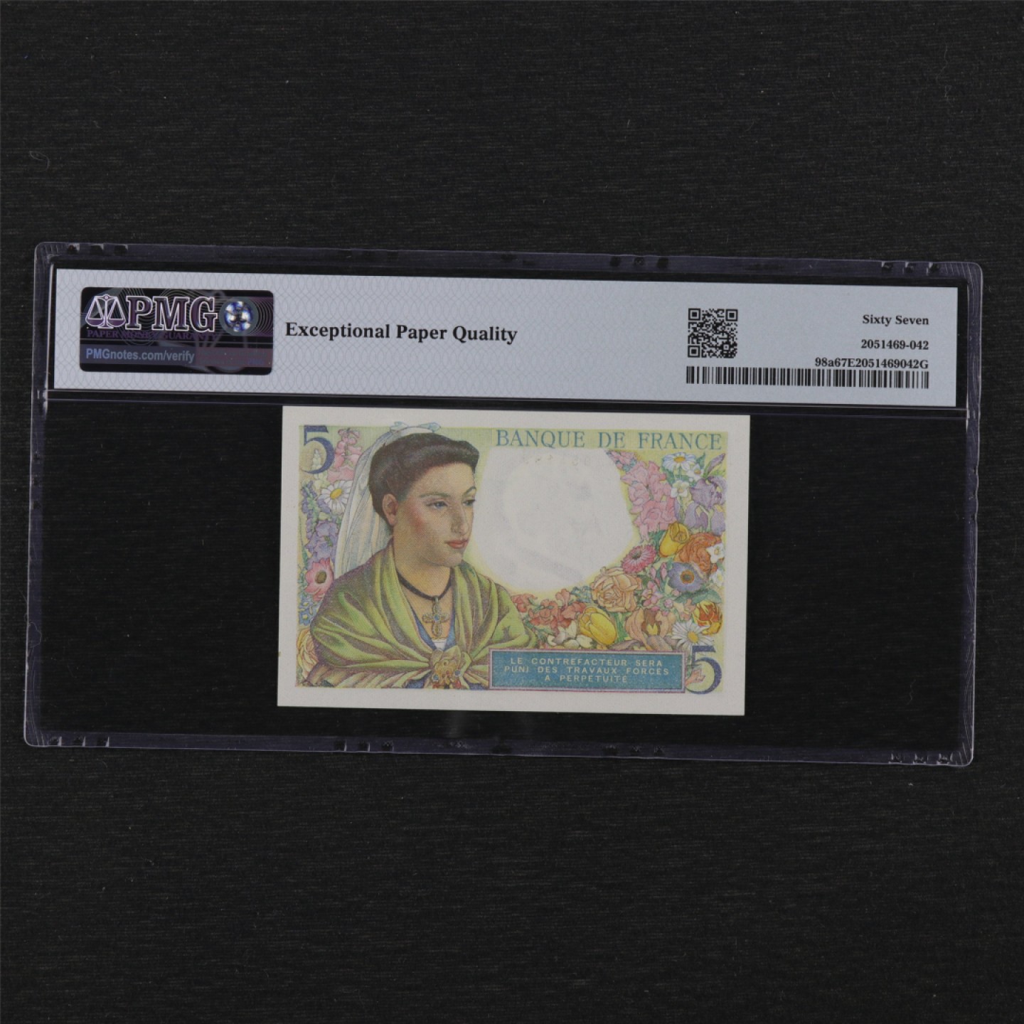 【亘邦集藏】第142期拍卖 1943-45年 法国5法郎 PMG 67EPQ 54189