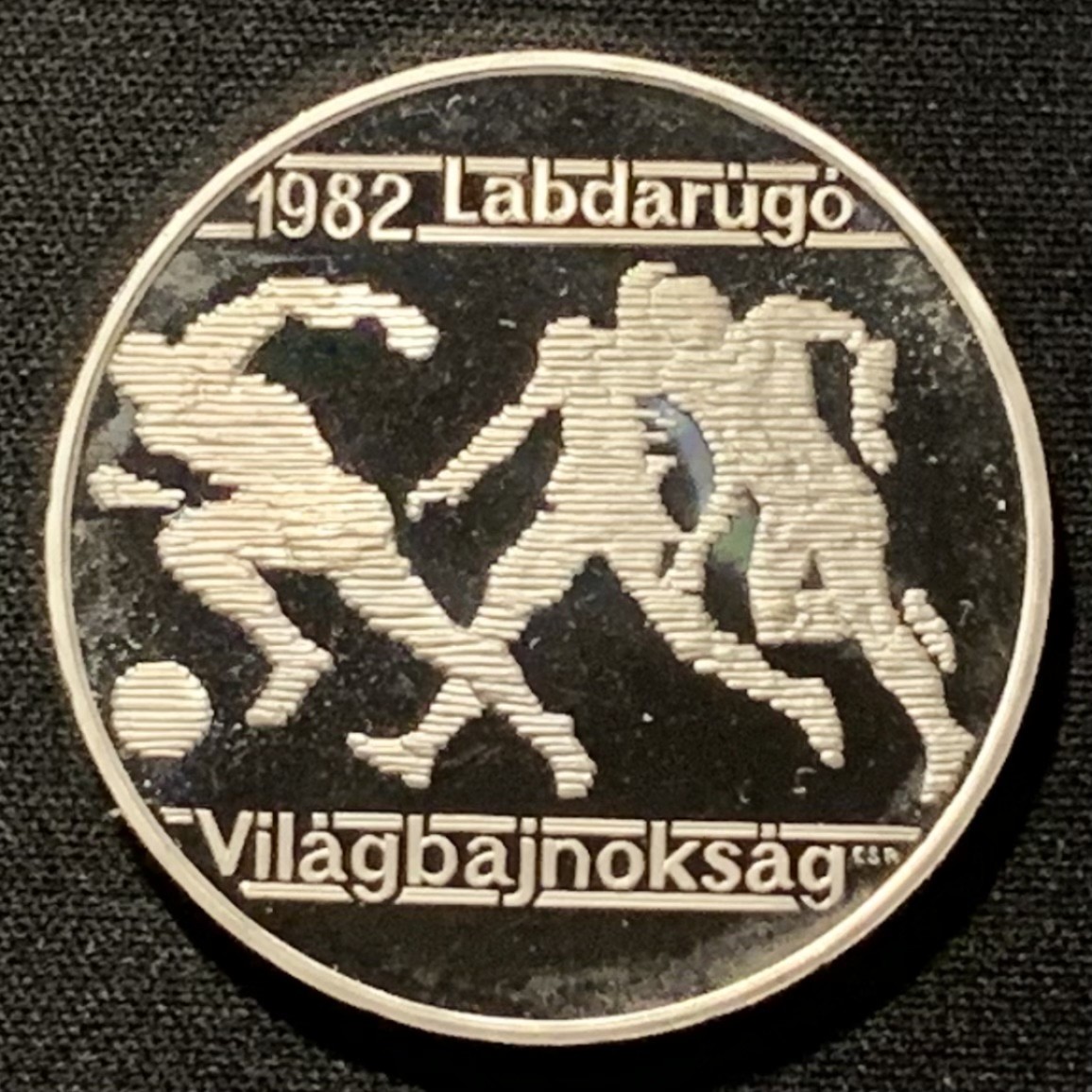 紫瑗钱币——第317期拍卖 匈牙利 1982年 西班牙世界杯 抢断 500福林 28克 0.64银 精制 德国原装卡