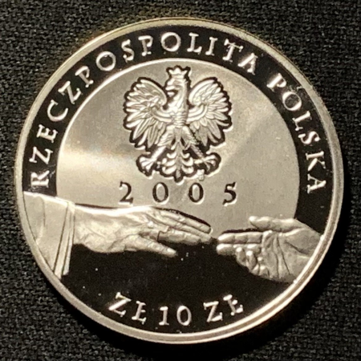 紫瑗钱币——第264期拍卖 波兰 2005年 约翰·保罗二世逝世 10兹罗提 镀金纪念币 14.14克 0.925银 精制