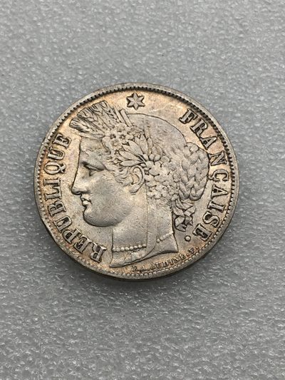 斋古钱币2022.11.25周五专场，全场包邮 - 好品 法国1851年老谷物女神5法郎银币 25克含银90%