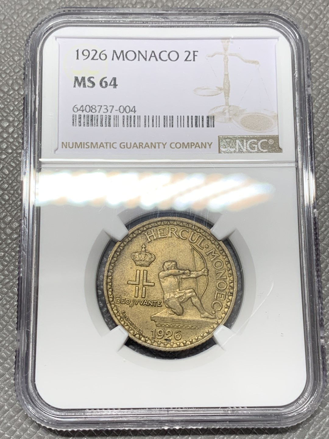 《竞宝斋》第118场-周日，周一 ，2场连拍（全场包邮） NGC MS64 高分 摩纳哥 1926年 2F 高价品种