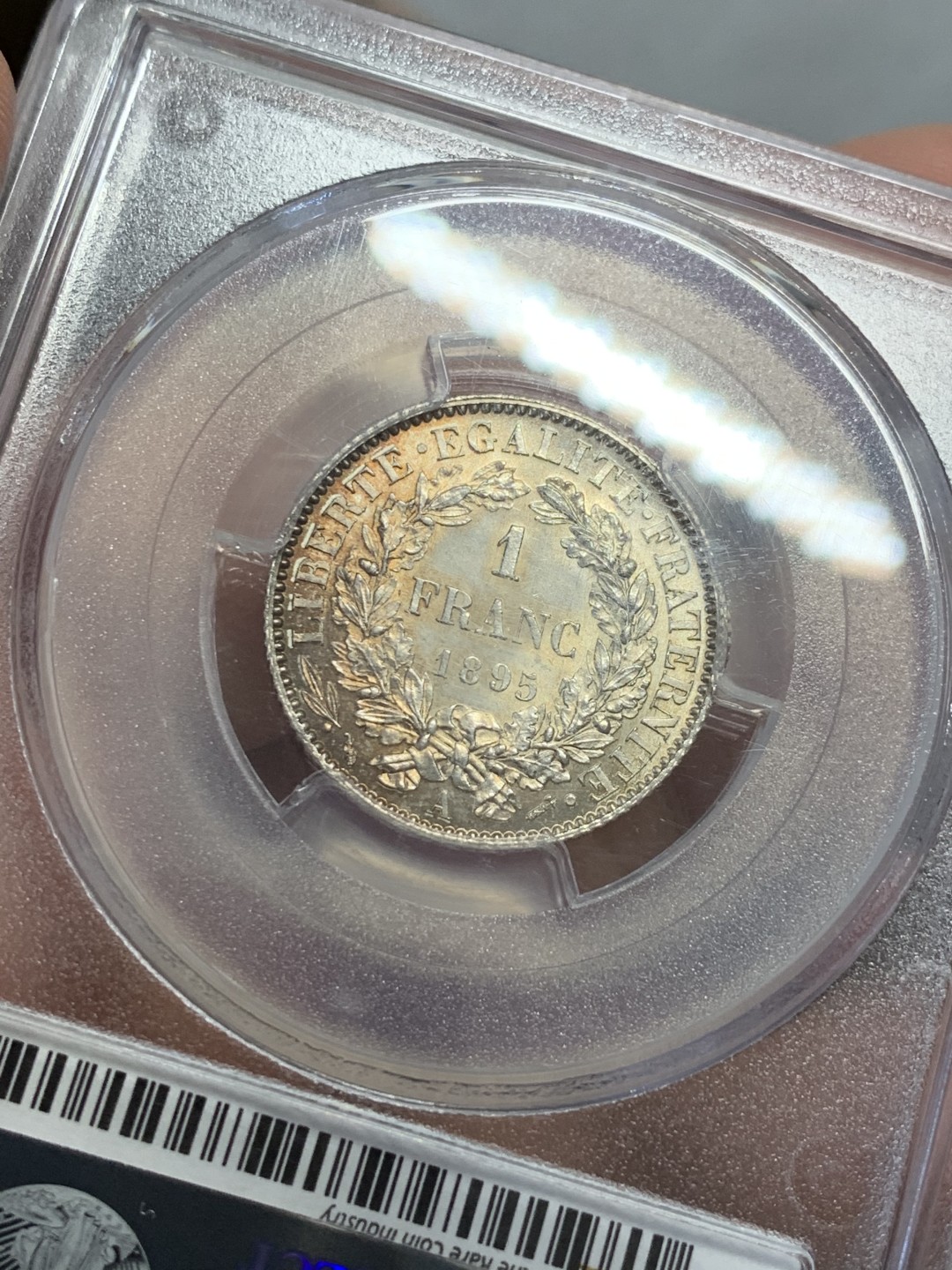 《竞宝斋》第118场-周日，周一 ，2场连拍（全场包邮） PCGS MS63 法国 1895A 谷物女神 1法郎银币（巴黎厂）
