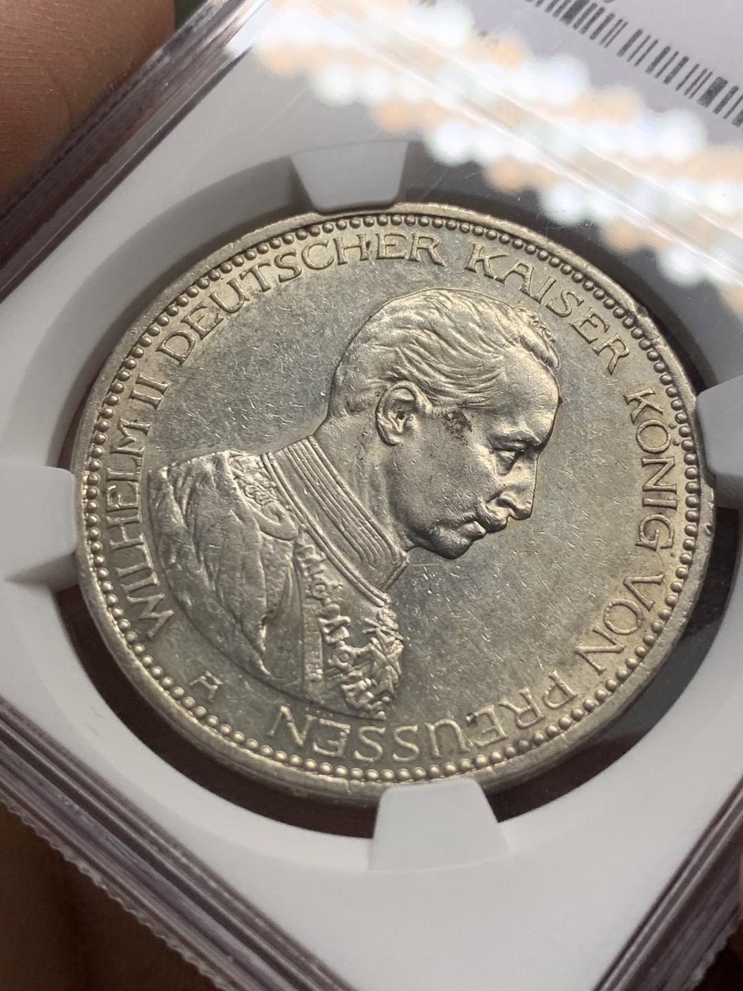 《竞宝斋》第118场-周日，周一 ，2场连拍（全场包邮） NGC UNC 德国 1914年 普鲁士 戎装5马克 大银币