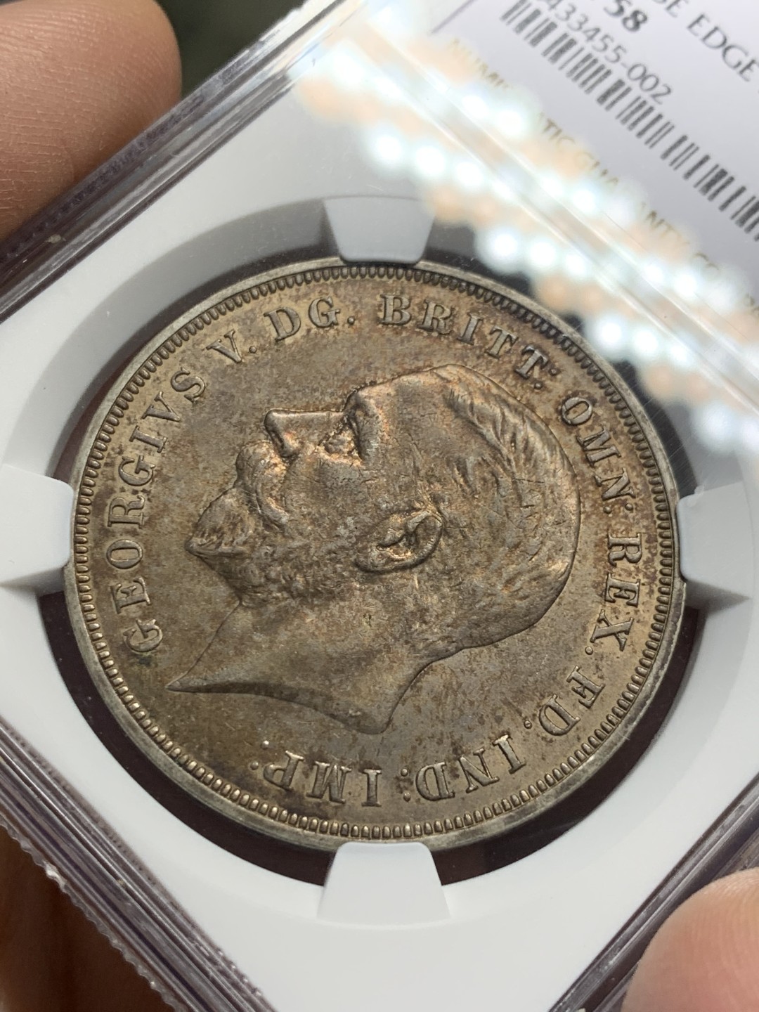 《竞宝斋》第118场-周日，周一 ，2场连拍（全场包邮） NGC-AU58 英国1935年 乔治五世 木马剑克朗银币 原味老包浆