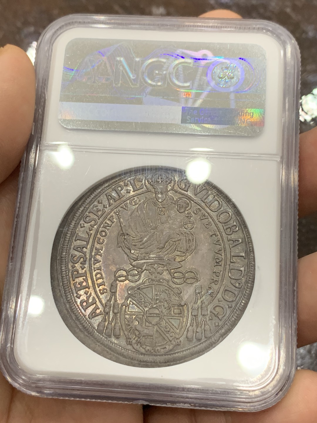 《竞宝斋》第118场-周日，周一 ，2场连拍（全场包邮） NGC MS63 唯一冠军分 奥地利 萨尔茨堡 1667年 泰勒 大银币 正反深打 底板光亮 深彩包浆 加分元素齐全 难得