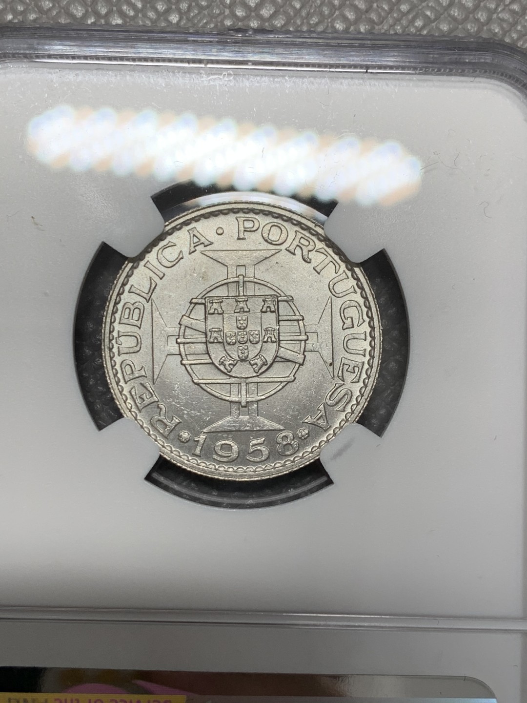 《竞宝斋》第118场-周日，周一 ，2场连拍（全场包邮） NGC MS63 葡属东帝汶 1958年 6E 银币