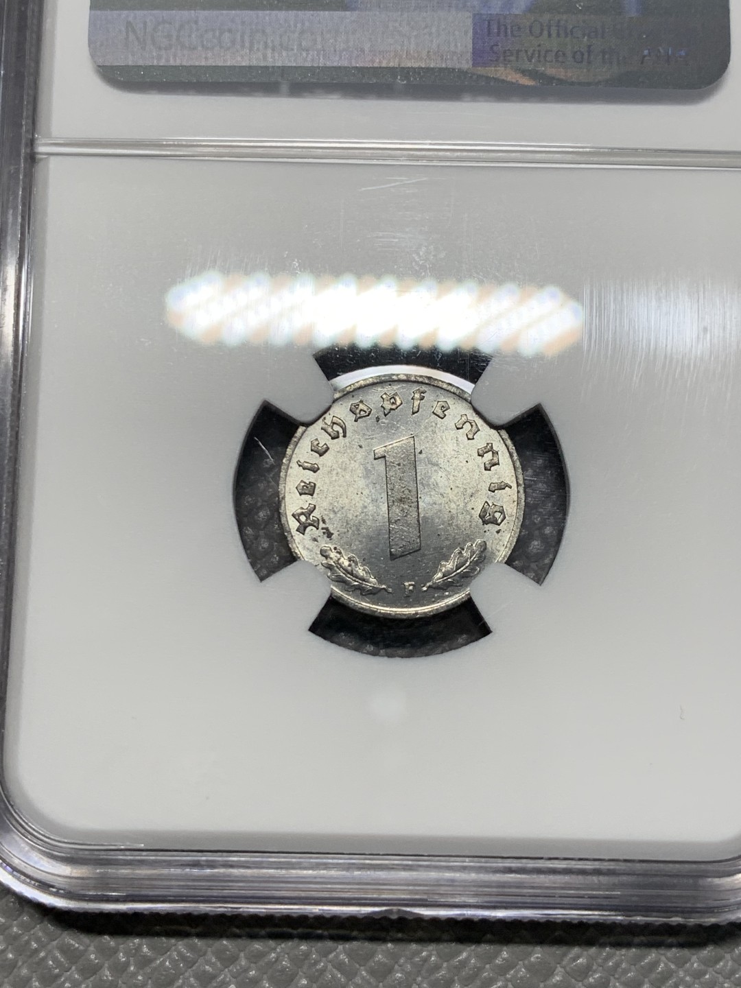 《竞宝斋》第118场-周日，周一 ，2场连拍（全场包邮） NGC MS63 德国 1943年 特殊时期 1芬尼锌币 带转光