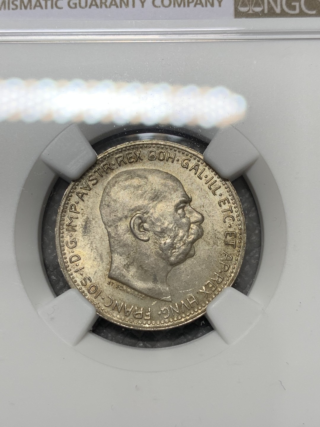 《竞宝斋》第118场-周日，周一 ，2场连拍（全场包邮） NGC MS63 奥地利 1914年 1克朗 银币 细节好