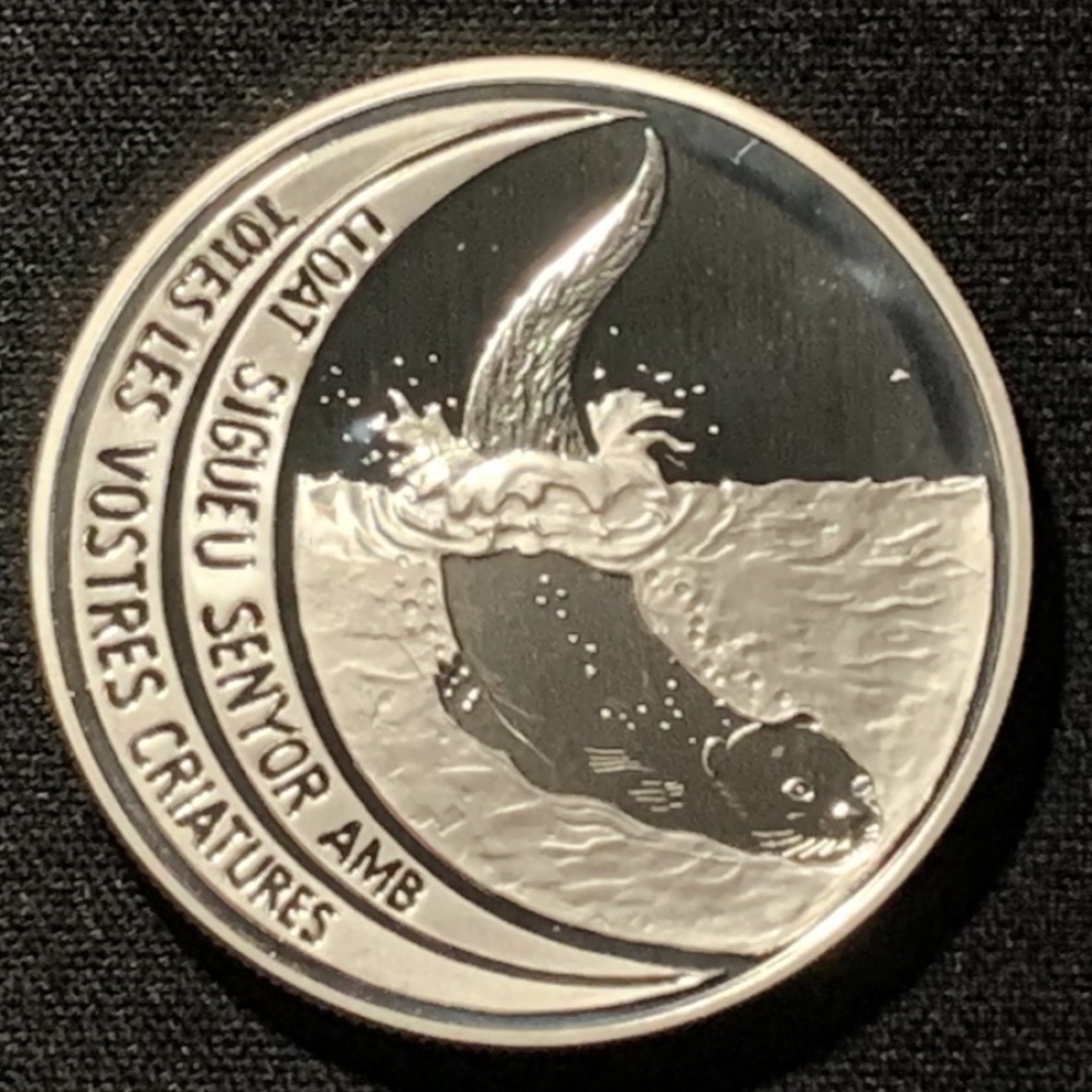 紫瑗钱币——第251期拍卖 安道尔 1996年 河狸 10第纳尔 31.47克 0.925银 精制