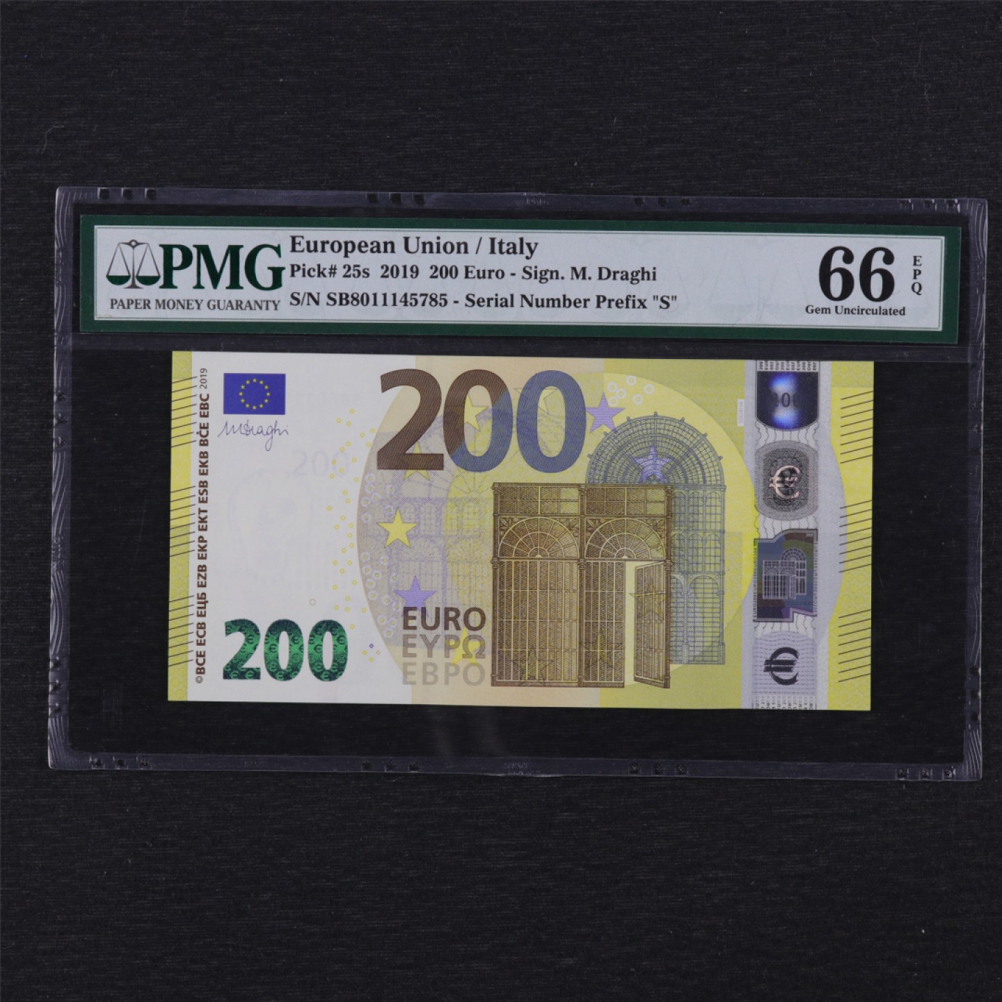【亘邦集藏】第142期拍卖 2019年 意大利三签 200欧元 PMG 66EPQ SB8011145785