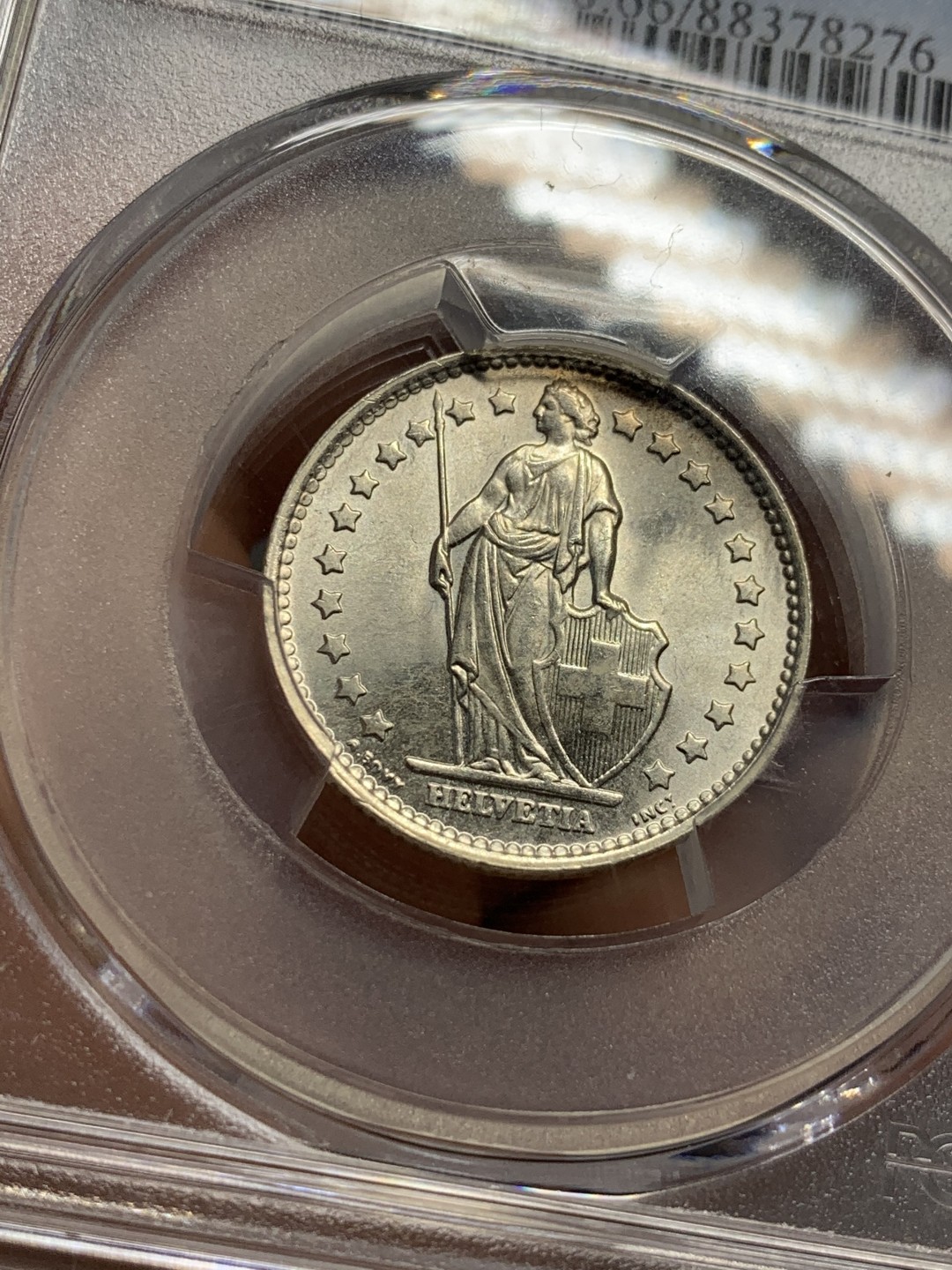 《竞宝斋》第118场-周日，周一 ，2场连拍（全场包邮） PCGS MS66 1966年瑞士1法郎 银币