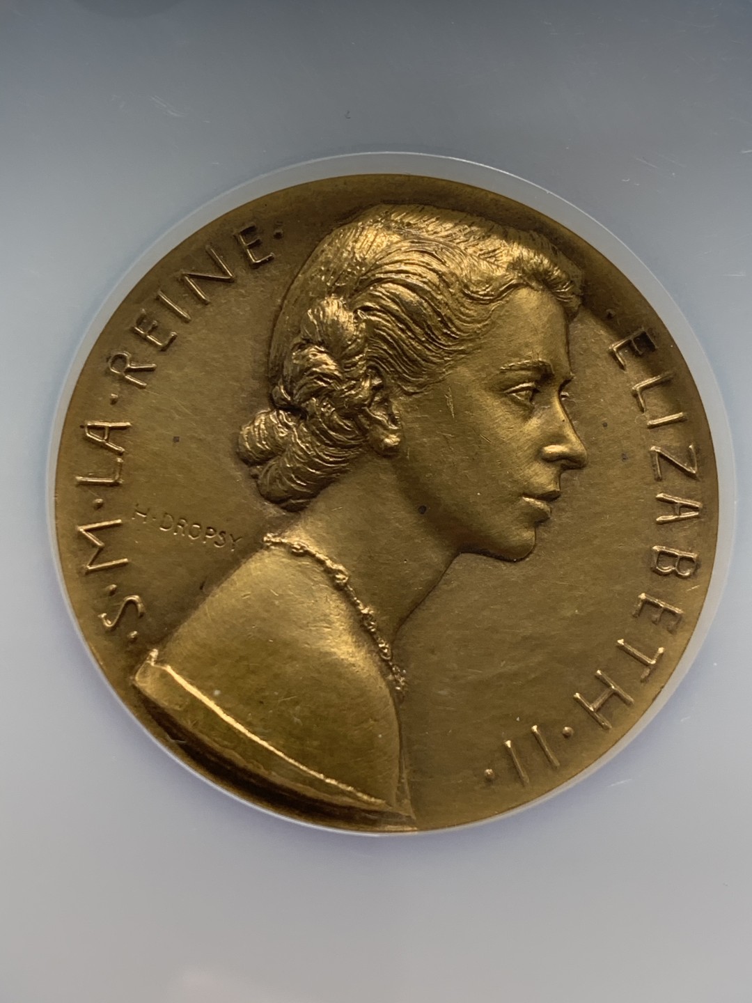 《竞宝斋》第118场-周日，周一 ，2场连拍（全场包邮） NGC UNC 1953年英国伊丽莎白二世女王加冕纪念章 大盒封装 少见