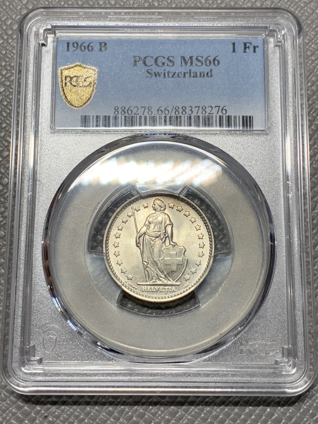 《竞宝斋》第118场-周日，周一 ，2场连拍（全场包邮） PCGS MS66 1966年瑞士1法郎 银币