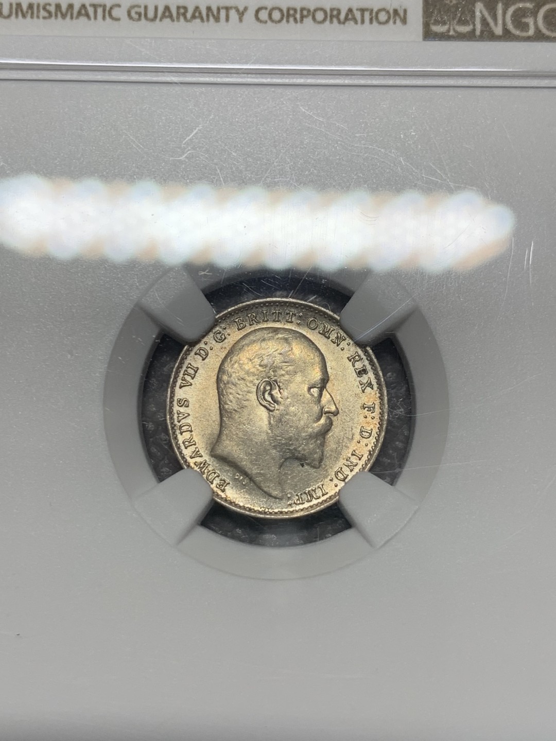 《竞宝斋》第118场-周日，周一 ，2场连拍（全场包邮） NGC MS62 英国 1910年 爱德华七世 3便士银币