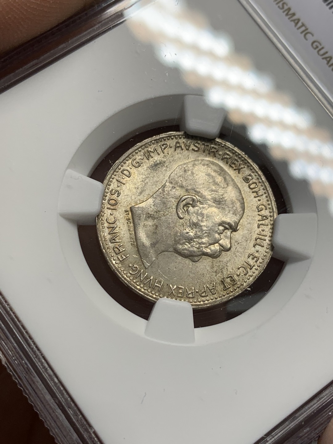 《竞宝斋》第118场-周日，周一 ，2场连拍（全场包邮） NGC MS63 奥地利 1914年 1克朗 银币 细节好