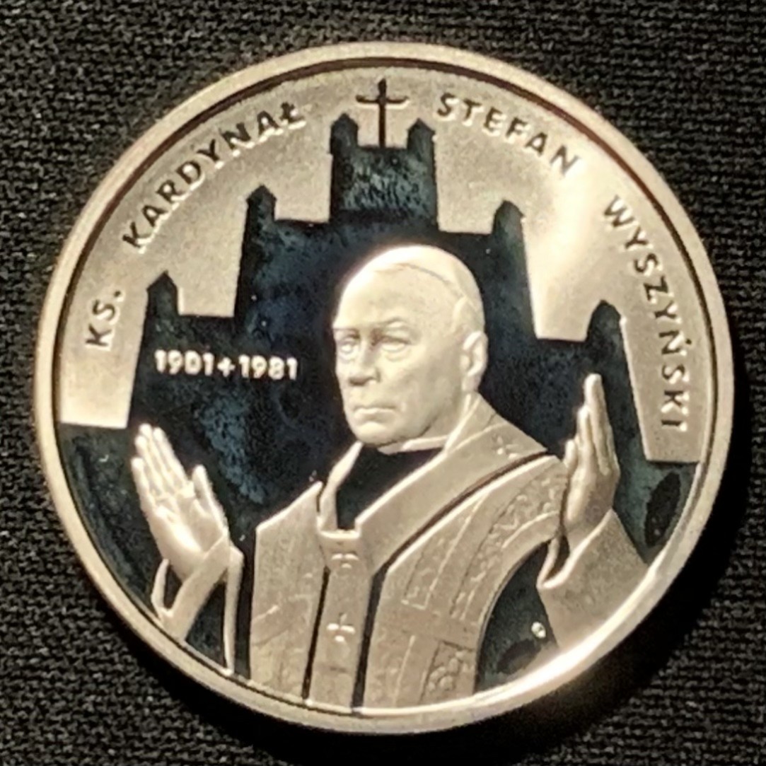 紫瑗钱币——第264期拍卖 波兰 2001年 红衣主教 史蒂芬·威斯津斯基 10兹罗提 纪念币 14.14克 0.925银 精制