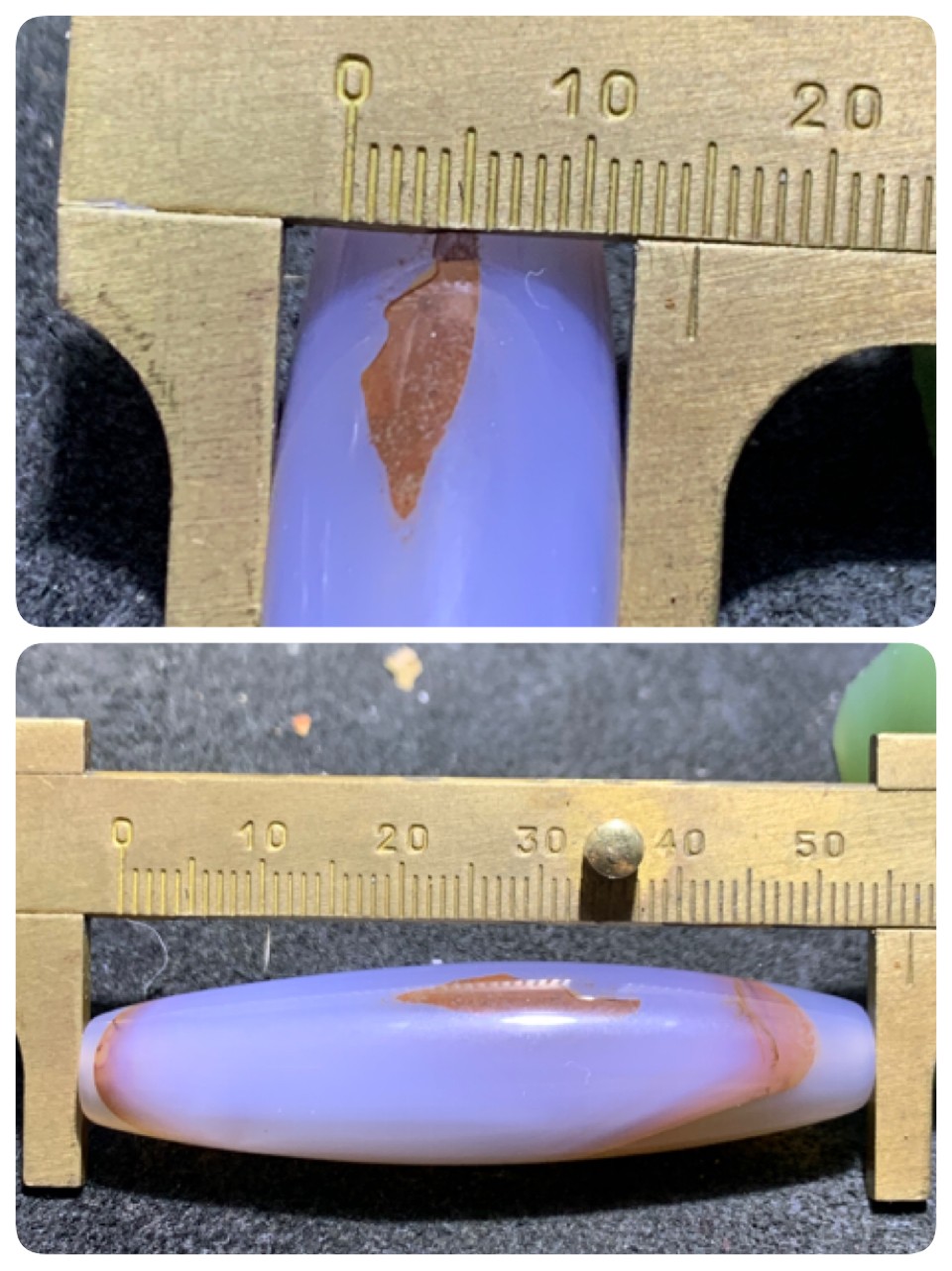 精美高玉化巴西玛瑙朱砂点天珠形桶珠一个，