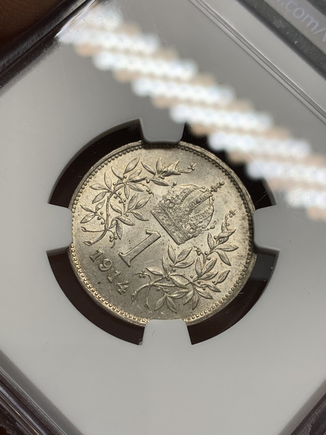 《竞宝斋》第118场-周日，周一 ，2场连拍（全场包邮） NGC MS63 奥地利 1914年 1克朗 银币 细节好